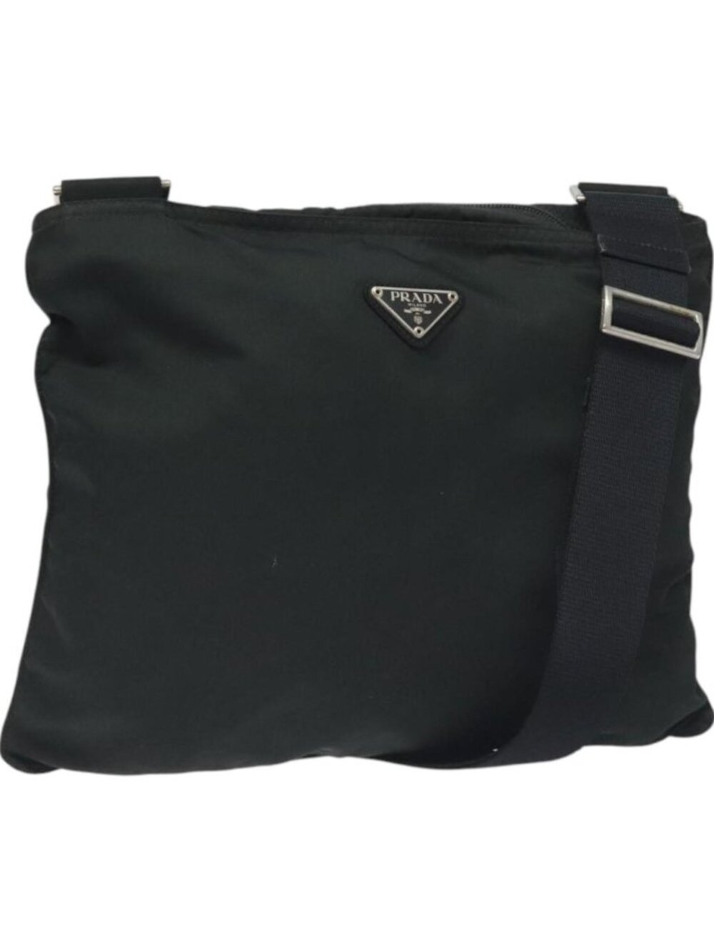 PRADA Shoulder Bag Nylon Black Silver